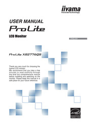 IIYAMA ProLite XB2776QS User Manual