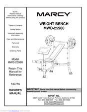 Impex MARCY MWB-25980 Owner's Manual