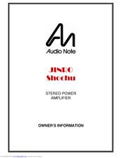 Audio Note JINRO Shochu Owner's Information