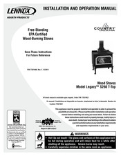 Lennox Hearth Products LEGACY S260 T-TOP Installation And Operation Manual