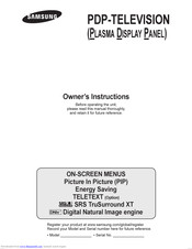 SAMSUNG PDP-TELEVISION Owner's Instructions Manual