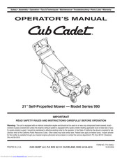 Cub Cadet 990 Series Operator's Manual