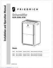Friedrich D25D Installation And Operation Manual