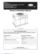 Carrier Performance 15 Owner's Information Manual