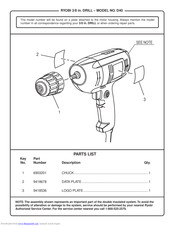RYOBI D40 Parts Breakdown