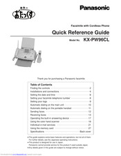 Panasonic KX-PW96CL Quick Reference Manual