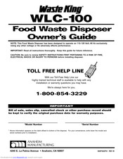 Waste King WLC-100 Owner's Manual
