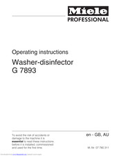 Miele G 7893 Operating Instructions Manual