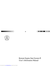 Acura Remote Engine Start System 2 User's Information Manual