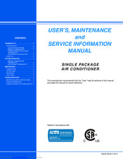 York SINGLE PACKAGE AIR CONDITIONER GAS User's, Maintenance  And  Service Information  Manual