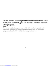 Huawei Mobile Broadband USB Stick User Manual
