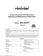 Toyotomi BS-36UFF Operation And Maintenance Instructions