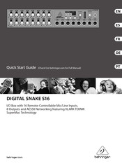 Behringer Digital Snake S16 Quick Start Manual