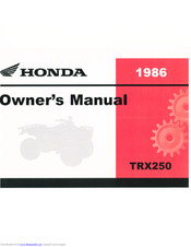 Honda 1986 TRX250 Owner's Manual