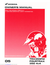 Honda honda rancher 350 2005 Owner's Manual
