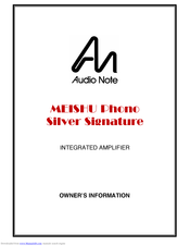 Audio Note MEISHU Line Silver Owner's Information