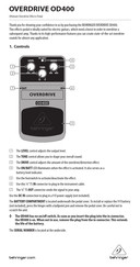 Behringer OVERDRIVE OD400 Specifications