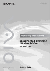 Sony PCWA-C700 - Wireless Lan Dual Pc Card Operating Instructions Manual