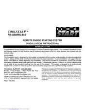 Crimestopper COOLSTART RS-830 Installation Instructions Manual