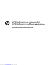 Hp EliteBook 8540W Manuals | ManualsLib