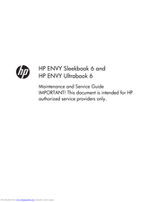 HP ENVY Ultrabook 6 Maintenance And Service Manual
