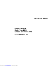 Vauxhall Meriva 2014 Owner's Manual