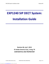 Uniden EXP1240 Installation Manual