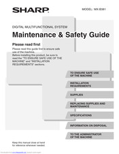 Sharp MX-B381 Maintenance & Safety Manual Maintenance & Safety Manual Aintenance & Safety Manual