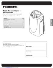 Fedders Room Air Conditioner Operating Instructions Manual