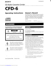Sony CFD-6 Operating Instructions Manual