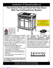 Harman FireLuxe Direct Vent Installation & Operating Manual
