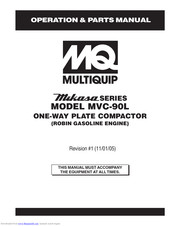 MULTIQUIP Mikasa MVC-90L Operations & Parts Manual