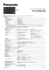 Panasonic TH-65PB1W Product Specification