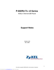 ZyXEL Communications P-660RU-Tx v3 SERIES Support Notes