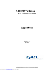 ZyXEL Communications P-660RU-Tx Series Support Notes