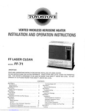 Toyostove FF-71 Installation And Operation Instructions Manual