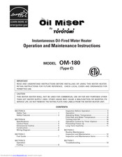 Toyotomi Oil Miser OM-180 (Type C) Operation And Maintenance Instructions