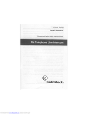 Radio Shack FM Telephone Line Intercom Owner's Manual