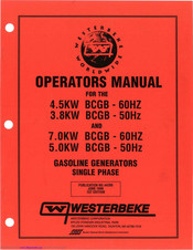 Westerbeke 3.8KW BCGB-50HZ Operator's Manual