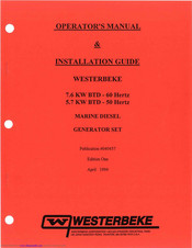 Westerbeke 7.6 KW BTD 60Hz Operator's Manual