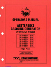 Westerbeke 4.5 KW BCGTC 60Hz Operator's Manual