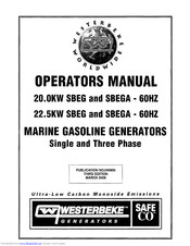 Westerbeke 20.0KW sbeg Operator's Manual