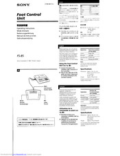 Sony FS-85 Operating Instructions