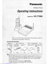 Panasonic KX-T7885 - Battery For Operating Instructions Manual