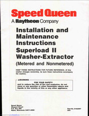 Speed Queen CL9161 Installation And Maintenance Instructions Manual