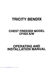 Tricity Bendix CF404A Operating And Installation Manual