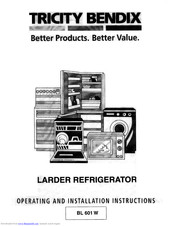 Tricity Bendix BL 601 W Operating And Installation Instructions