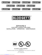 Blodgett ZEPHAIRE-E Installation & Operation Manual