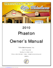 Tiffin Motorhomes Phaeton 2010 Owner's Manual