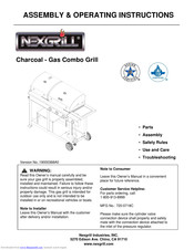 Nexgrill Charcoal - Gas Combo Grill Assembly & Operating Instructions